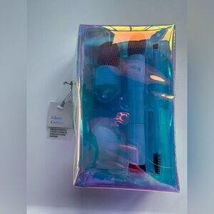 Anthropologie Glam Getter Makeup Brush Set in Iridescent Blue